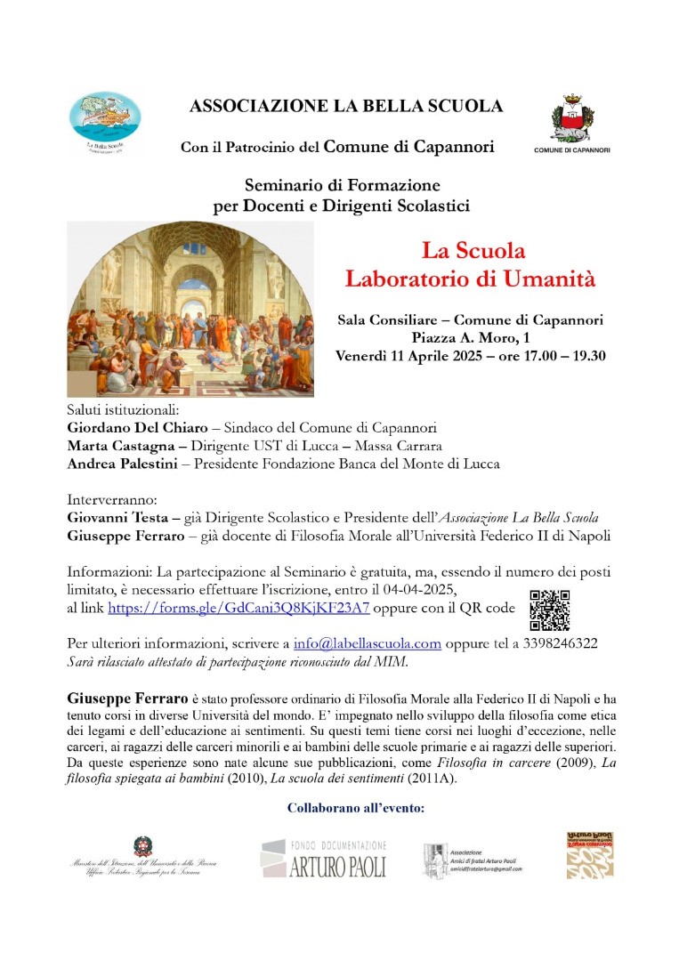 Venerdì 11 aprile: La scuola Laboratorio di umanità