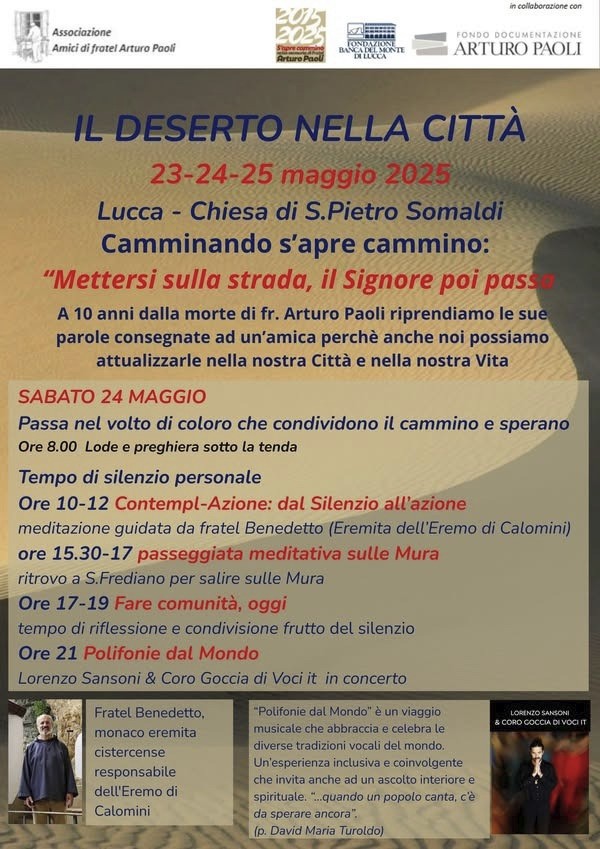 Sabato 24 maggio: Il deserto nella città incontra fratel Benedetto