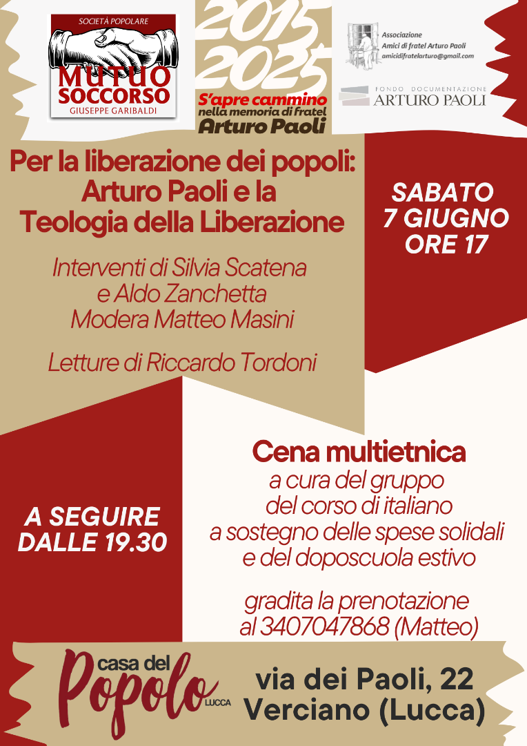 Sabato 7 giugno: Arturo Paoli e la Teologia della liberazione